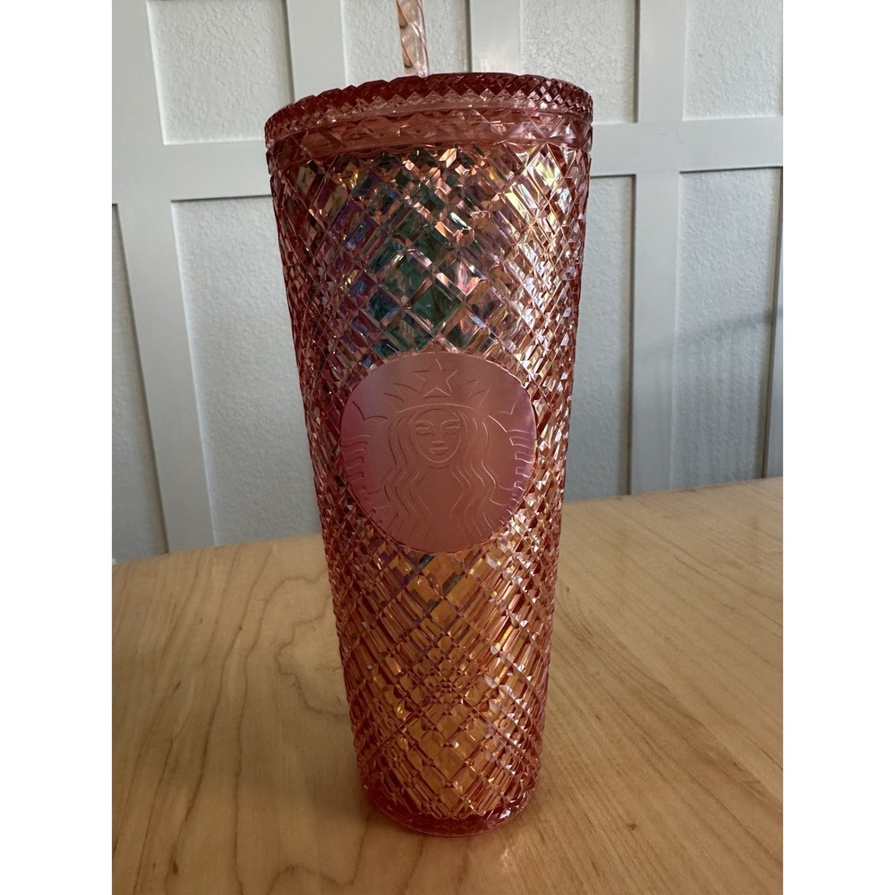 2021 Starbucks Holiday Rose Gold Jeweled Studded Tumbler Cup Venti 24 oz